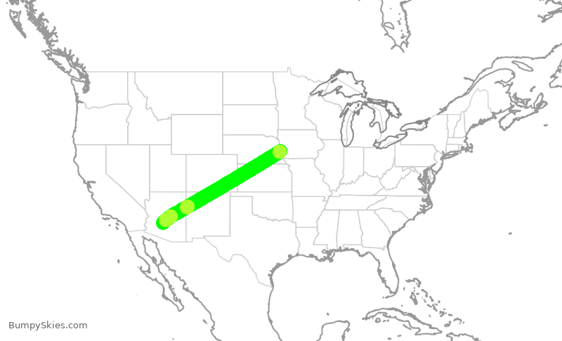 Turbulence forecast map for ENY3363, OMA to PHX