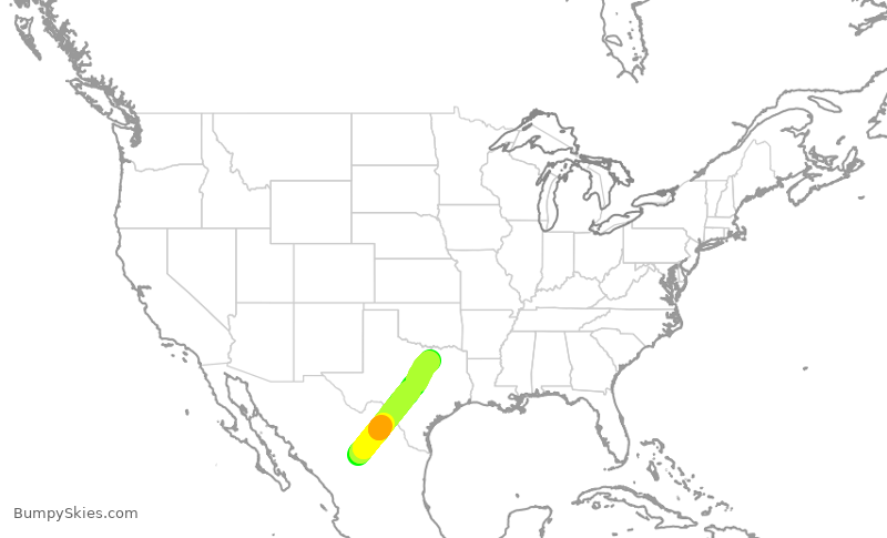 Turbulence forecast map for ENY3364, MTC to DFW