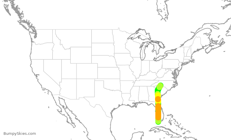 Turbulence forecast map for ENY3368, EYW to CLT
