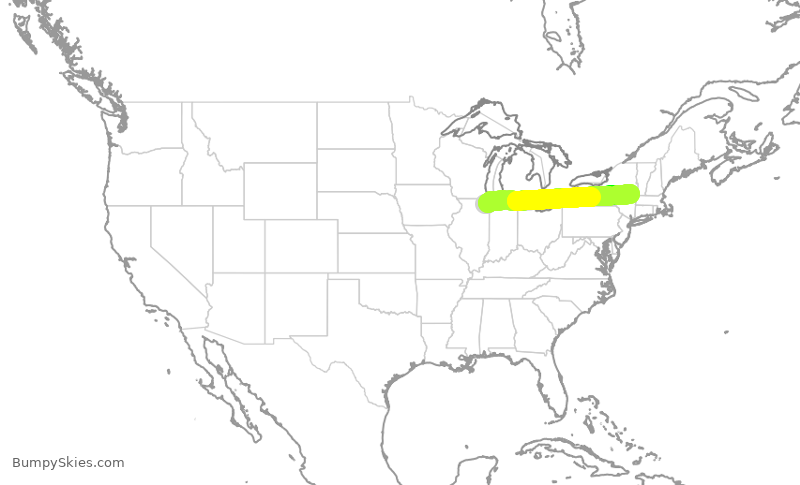 Turbulence forecast map for ENY3375, ORD to ALB