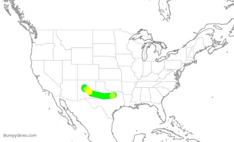 Turbulence forecast map for ENY3381, DFW to ABQ