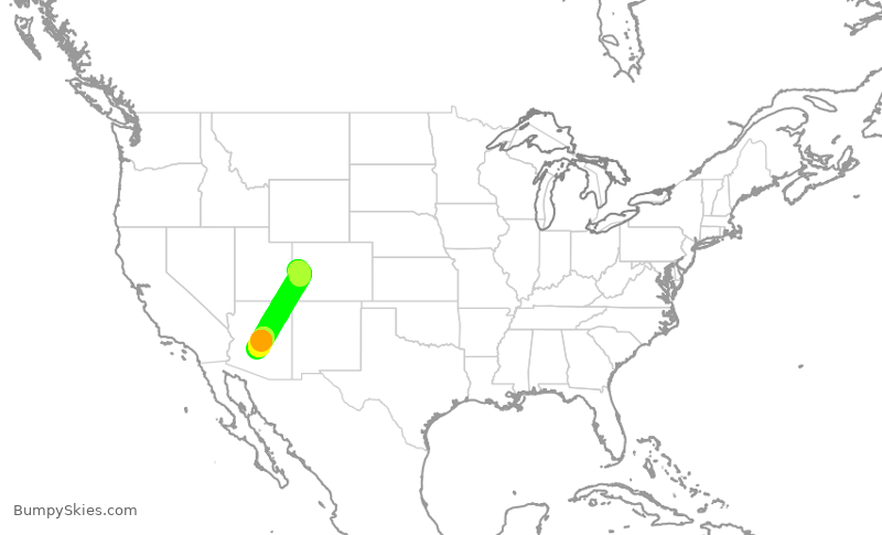 Turbulence forecast map for ENY3382, GJT to PHX