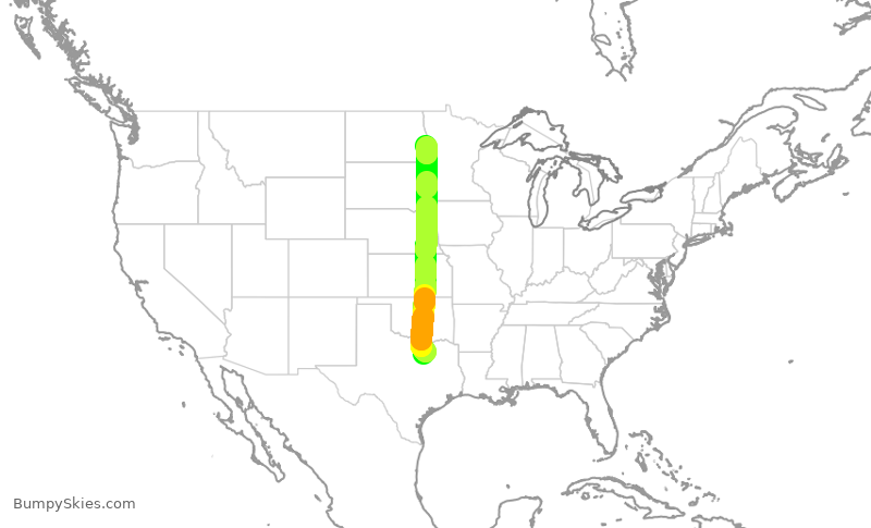 Turbulence forecast map for ENY3385, DFW to FAR