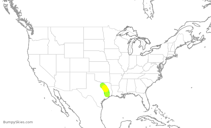Turbulence forecast map for ENY3390, IAH to DFW