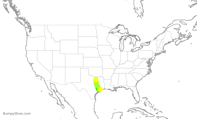 Turbulence forecast map for ENY3391, DFW to HOU