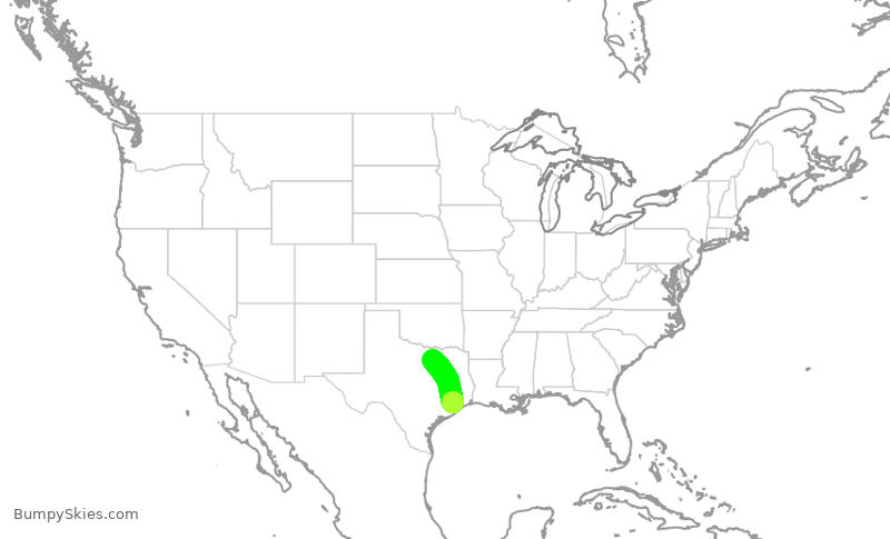 Turbulence forecast map for ENY3391, HOU to DFW