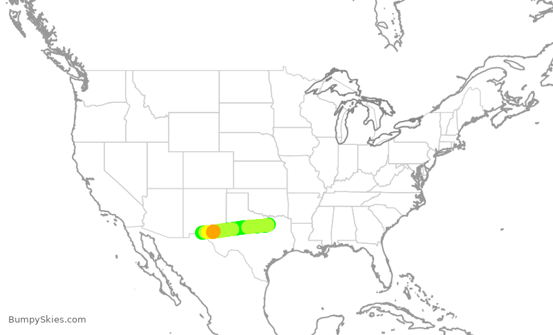 Turbulence forecast map for ENY3401, DFW to ELP