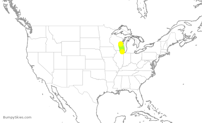 Turbulence forecast map for ENY3410, ORD to ATW