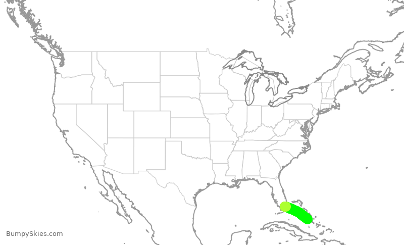 Turbulence forecast map for ENY3414, MIA to YEF