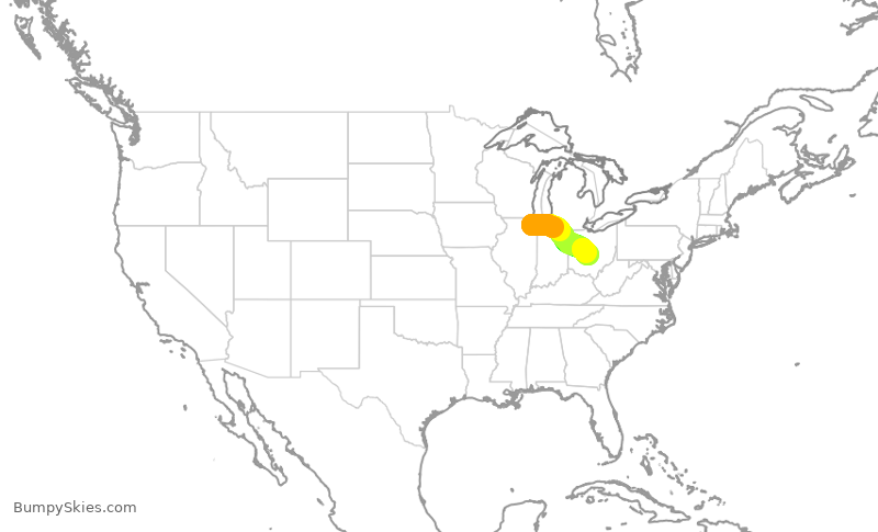 Turbulence forecast map for ENY3414, ORD to CMH