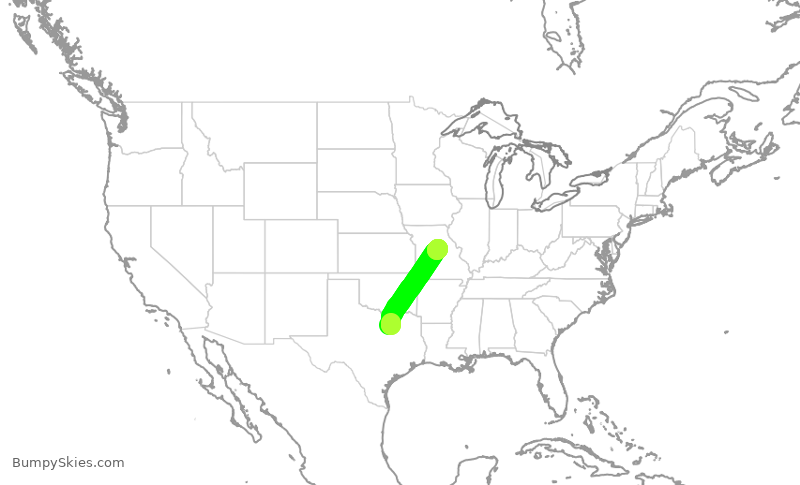 Turbulence forecast map for ENY3416, DFW to COU
