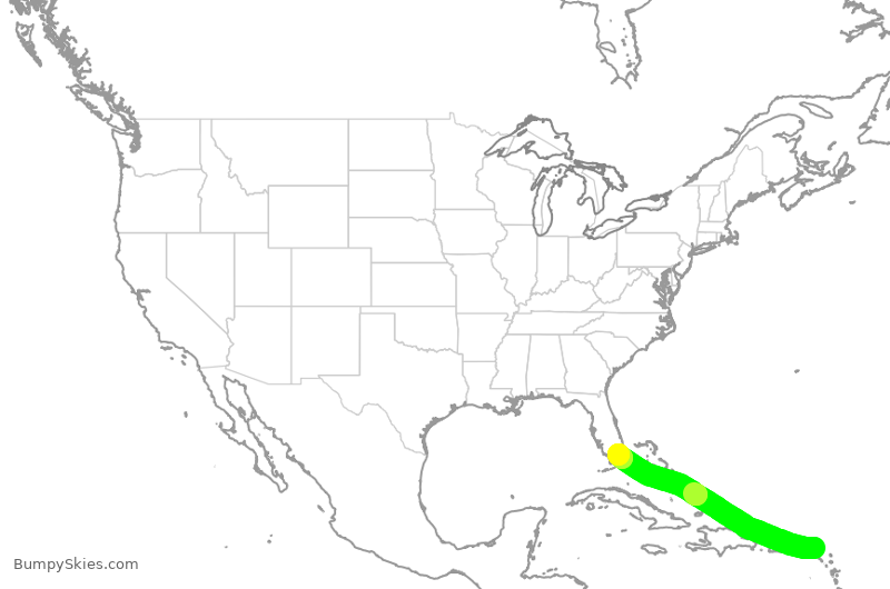 Turbulence forecast map for ENY3419, QPF to MIA