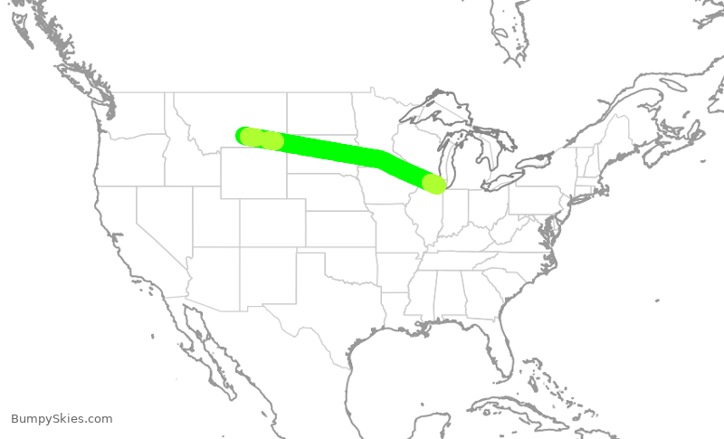 Turbulence forecast map for ENY3428, BIL to ORD