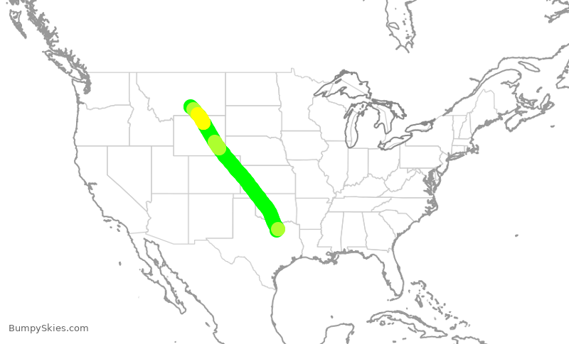 Turbulence forecast map for ENY3429, DFW to BIL