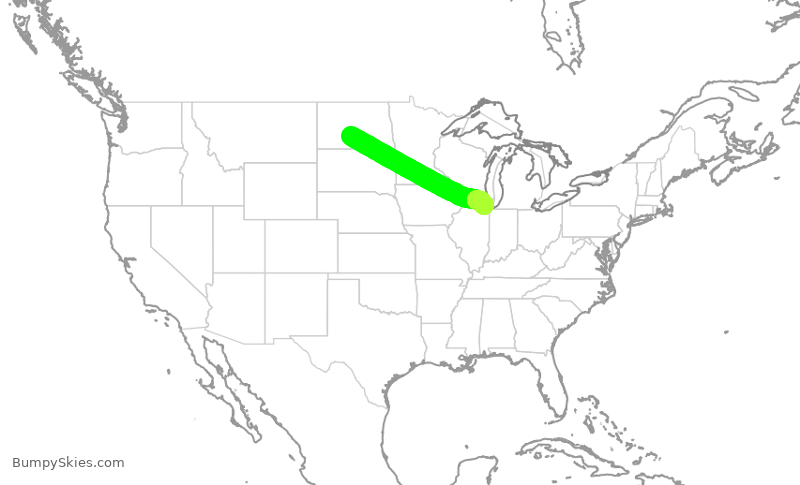 Turbulence forecast map for ENY3430, BIS to ORD