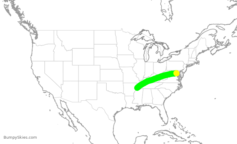 Turbulence forecast map for ENY3430, DCA to MEM