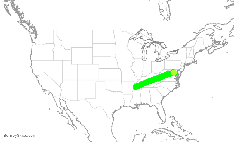 Turbulence forecast map for ENY3430, MEM to DCA