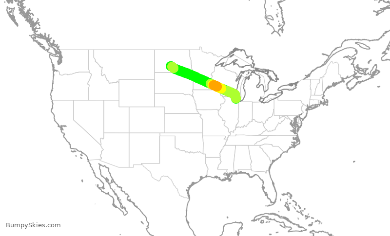 Turbulence forecast map for ENY3430, ORD to BIS