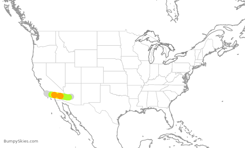 Turbulence forecast map for ENY3430, SBA to PHX