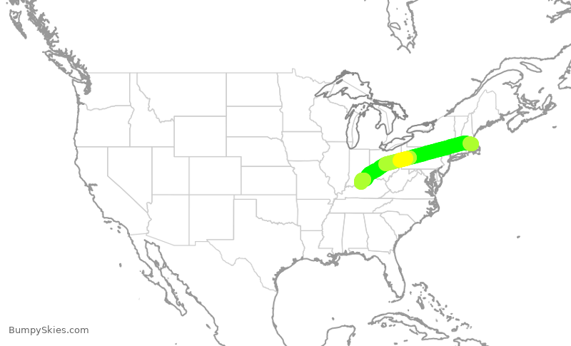 Turbulence forecast map for ENY3438, BOS to SDF