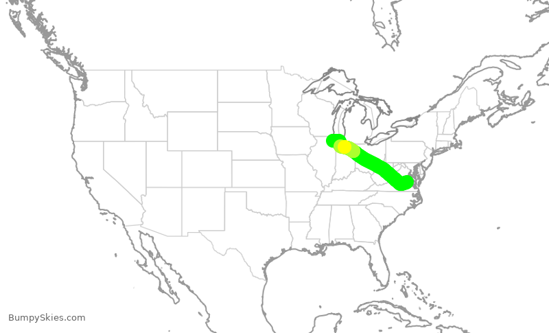 Turbulence forecast map for ENY3442, RIC to ORD