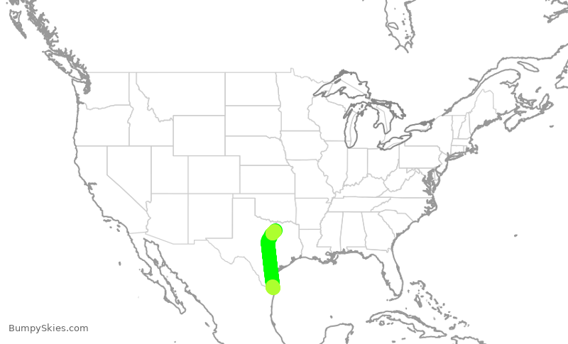 Turbulence forecast map for ENY3443, BRO to DFW