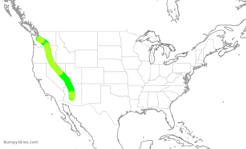 Turbulence forecast map for ENY3449, PHX to SEA