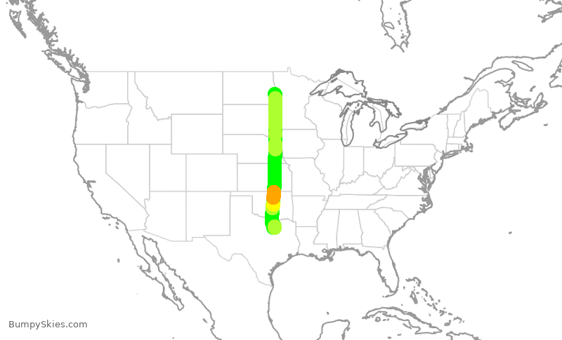 Turbulence forecast map for ENY3450, DFW to FAR