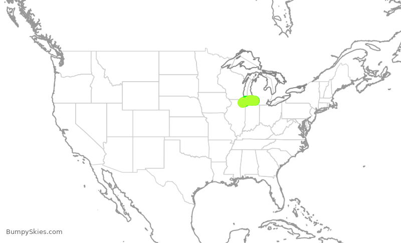 Turbulence forecast map for ENY3458, ORD to AZO