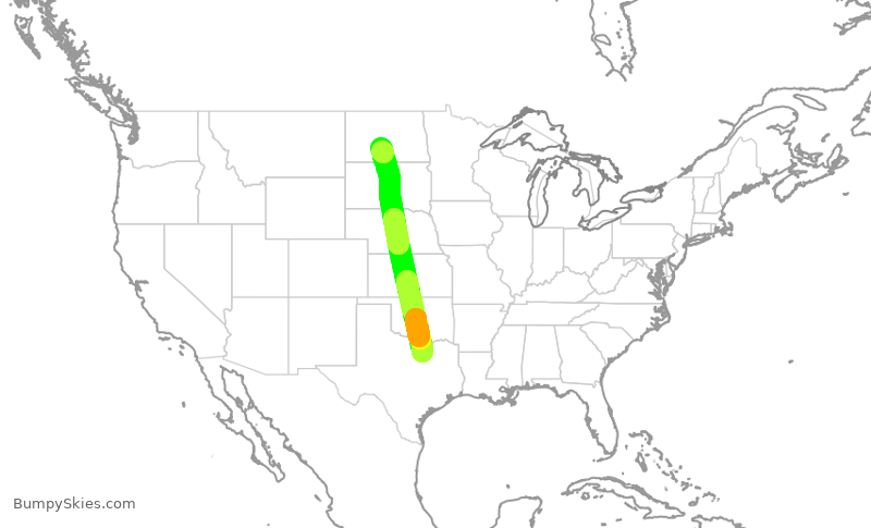 Turbulence forecast map for ENY3469, DFW to BIS