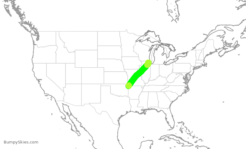 Turbulence forecast map for ENY3470, XNA to ORD