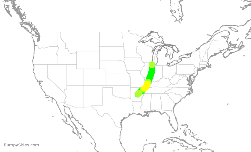 Turbulence forecast map for ENY3471, ORD to LIT