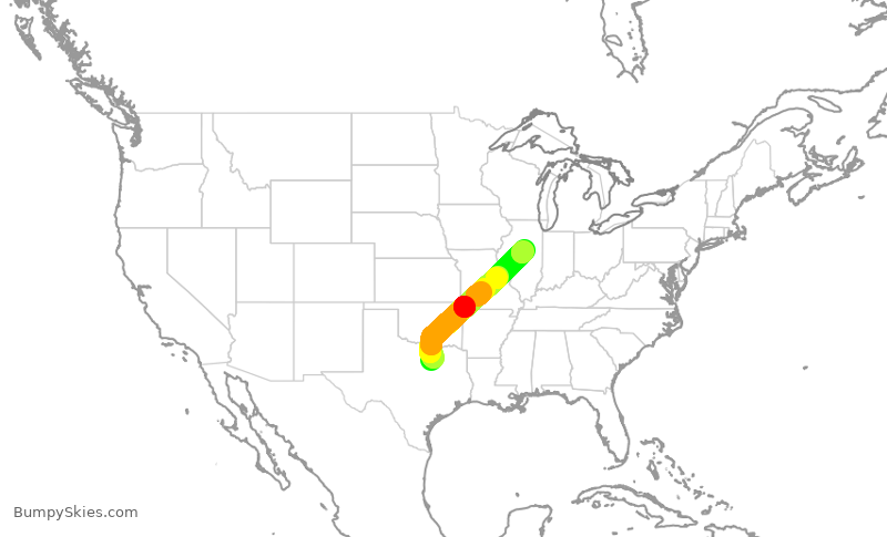 Turbulence forecast map for ENY3472, DFW to BMI