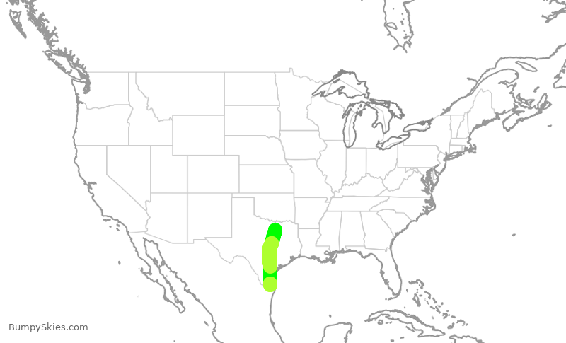 Turbulence forecast map for ENY3473, DFW to HRL