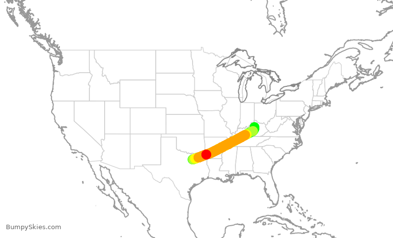 Turbulence forecast map for ENY3478, DFW to LEX