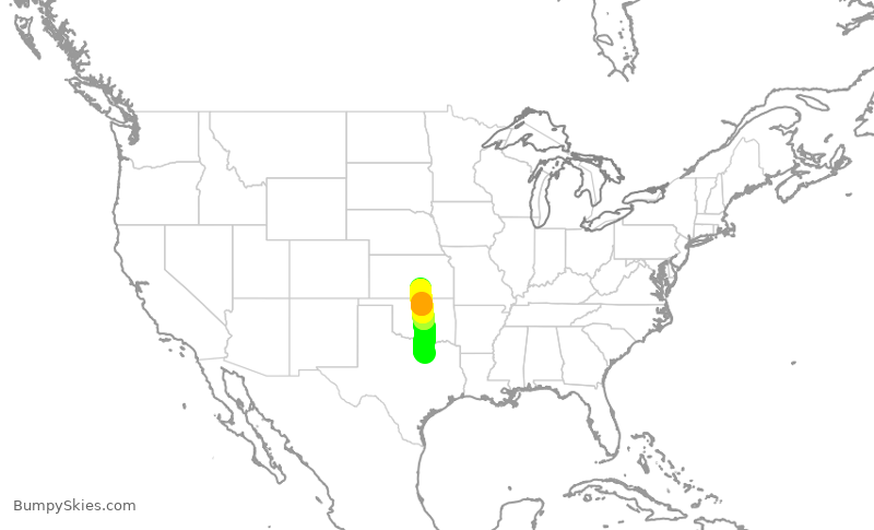 Turbulence forecast map for ENY3479, DFW to ICT