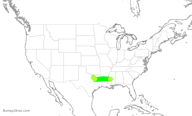 Turbulence forecast map for ENY3482, JAN to DFW