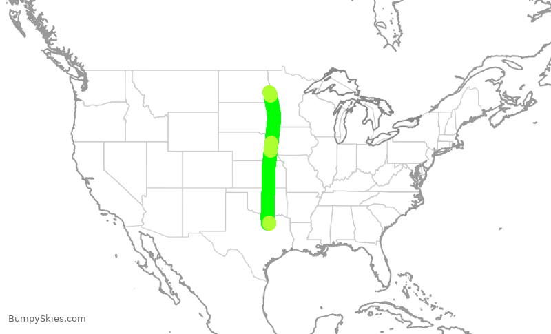 Turbulence forecast map for ENY3490, DFW to FAR