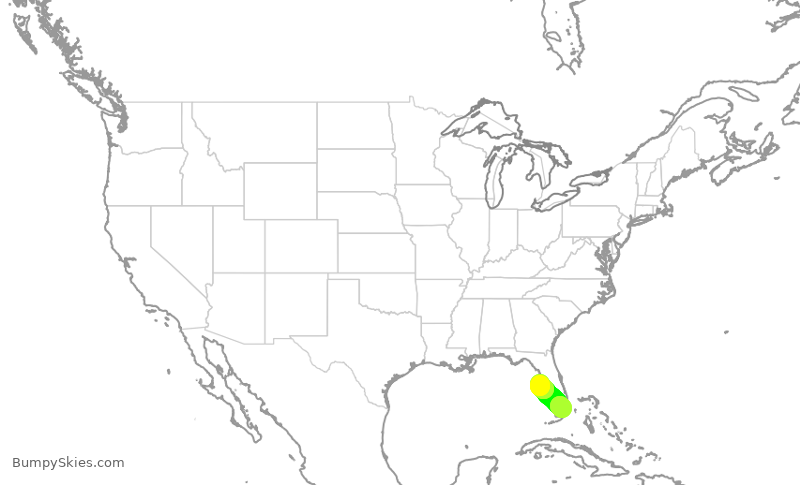 Turbulence forecast map for ENY3494, MIA to TPA