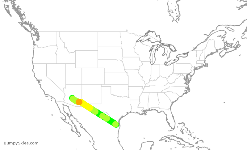 Turbulence forecast map for ENY3494, PHX to MFE