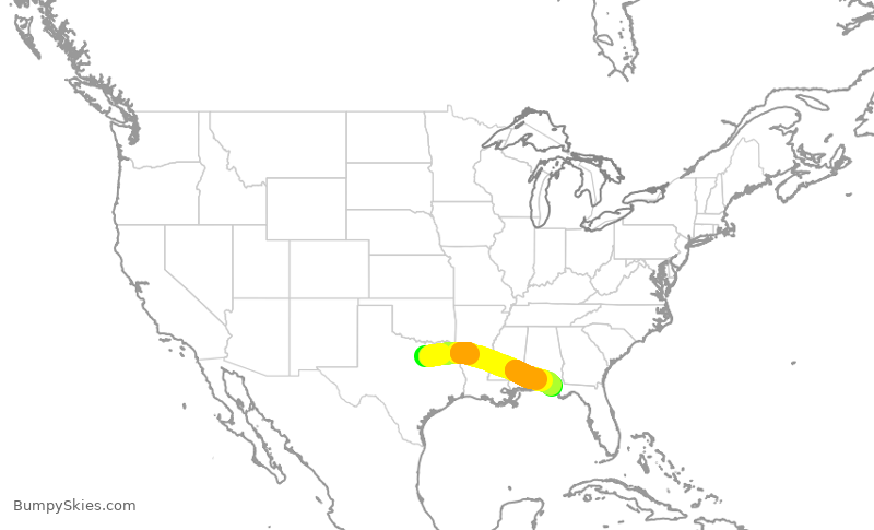 Turbulence forecast map for ENY3500, DFW to ECP