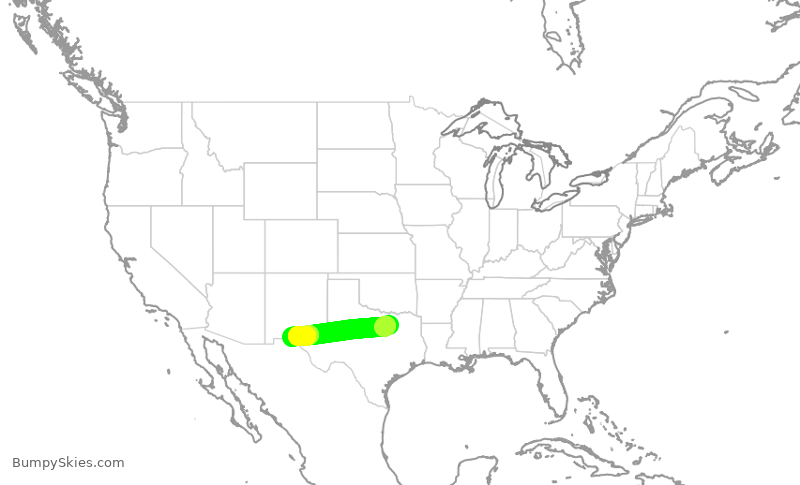 Turbulence forecast map for ENY3504, DFW to ELP