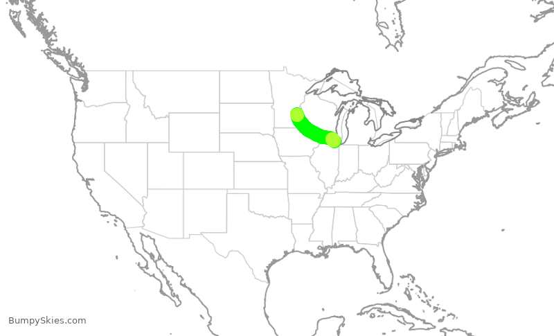 Turbulence forecast map for ENY3507, MSP to ORD