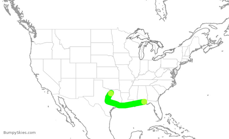 Turbulence forecast map for ENY3508, ECP to DFW