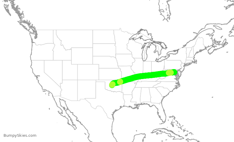Turbulence forecast map for ENY3509, DCA to OKC