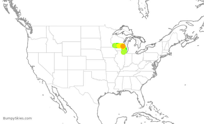 Turbulence forecast map for ENY3510, LSE to ORD