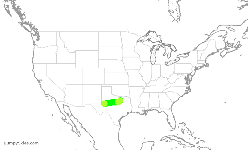 Turbulence forecast map for ENY3512, MAF to DFW
