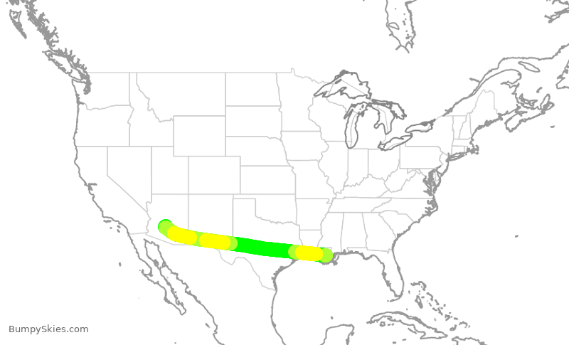 Turbulence forecast map for ENY3512, MSY to PHX