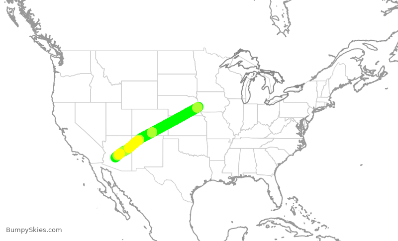 Turbulence forecast map for ENY3512, OMA to PHX