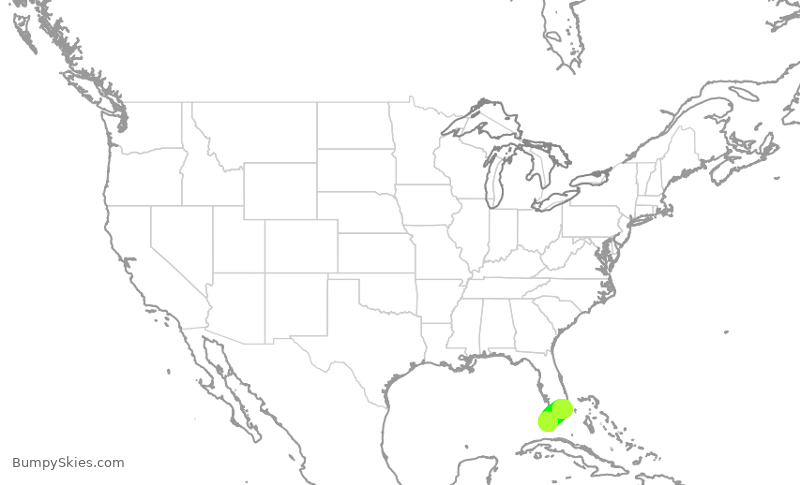 Turbulence forecast map for ENY3515, EYW to MIA